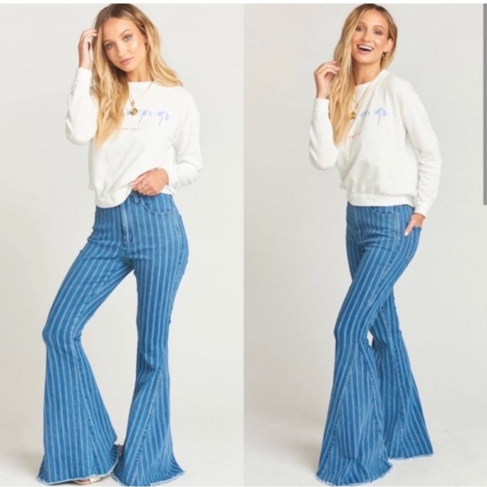 Show Me Your Mumu Berkeley Bells Striped high-waisted jeans - size 32